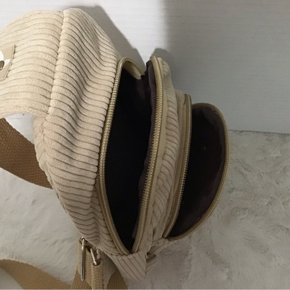 Upcycled Small Cream Corduroy Sling Pack - Picture 3 of 7